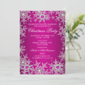 Invitation Fête de Noël rose chaud Crystal Flocon de neige (Debout devant)