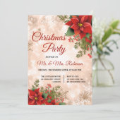 Invitation Fête de Noël Rose Gold Pailletée Étoile de Noël Ro (Debout devant)