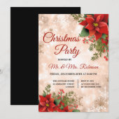 Invitation Fête de Noël Rose Gold Pailletée Étoile de Noël Ro (Devant / Derrière)