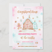 Invitation Fête de Noël rose Maison en pain d'épices (Devant)