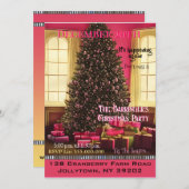 Invitation Fête de Noël rose matin (Devant / Derrière)