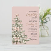 Invitation Fête de Noël Rose Pâle et Or (Debout devant)