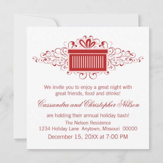 Invitation Fête de Noël, Rouge (Devant)