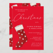 Invitation Fête de Noël rouge (Devant / Derrière)