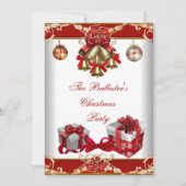 Invitation Fête de Noël Rouge Blanc Or (Devant)