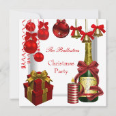 Invitation Fête de Noël Rouge Blanc Or (Devant)