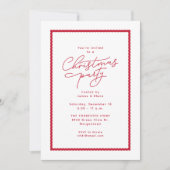 Invitation Fête de Noël rouge blanc simple (Devant)
