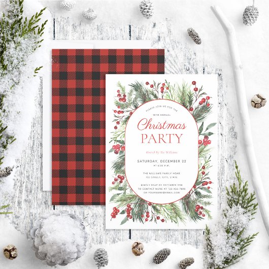 Invitation Fête de Noël rouge chaud moderne