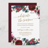 Invitation Fête de Noël rouge de Bourgogne (Devant / Derrière)