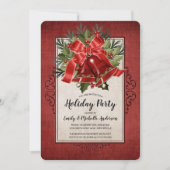 Invitation Fête de Noël rouge élégant (Devant)