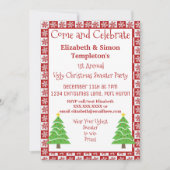 Invitation Fête de Noël rouge et blanc (Devant)