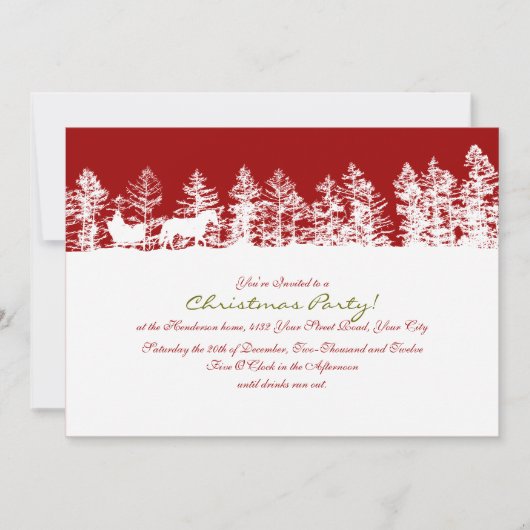 Invitation Fête de Noël rouge et blanc d'hiver (Devant)