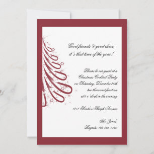 Invitation Fête de Noël rouge et blanche d'hiver