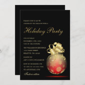 Invitation Fête de Noël Rouge et Or (Devant / Derrière)