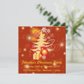Invitation Fête de Noël rouge et or (Debout devant)