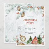 Invitation Fête de Noël rouge et vert (Devant / Derrière)