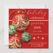 Invitation Fête de Noël Rouge et Vert (Devant)