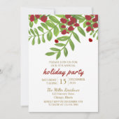 Invitation Fête de Noël Rouge et Vert Foliing (Devant)
