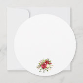 Invitation Fête de Noël Rouge Floral Poinsettia Round (Dos)