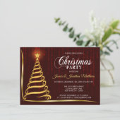Invitation FÊTE DE NOËL Rouge foncé Jumeau doré Lumière Arbre (Debout devant)