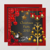 Invitation Fête de Noël Rouge Gold Noël (Devant / Derrière)