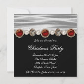 Invitation Fête de Noël rouge noir blanc or (Dos)