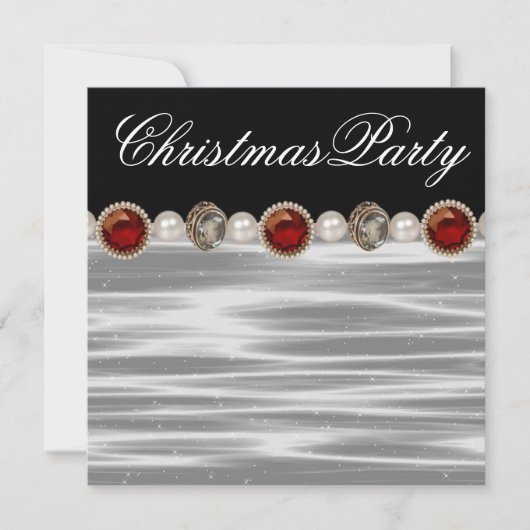 Invitation Fête de Noël rouge noir blanc or (Devant)