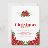 Invitation Fête de Noël Rouge Poinsettia (Devant)