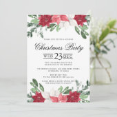 Invitation Fête de Noël Rouge Poinsettia (Debout devant)