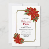 Invitation Fête de Noël Rouge Poinsettia (Devant)