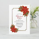 Invitation Fête de Noël Rouge Poinsettia (Debout devant)