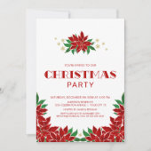 Invitation Fête de Noël Rouge Poinsettia (Devant)