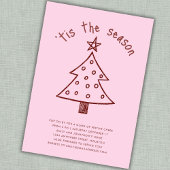 Invitation Fête de Noël rouge rose rose blanc à main blanche