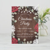 Invitation Fête de Noël Rouge Rouge Blanc Rustique (Debout devant)