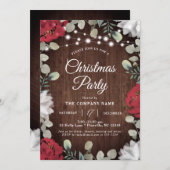 Invitation Fête de Noël Rouge Rouge Blanc Rustique (Devant / Derrière)