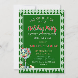 Invitation Fête de Noël Rouge & Vert