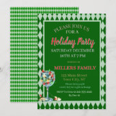 Invitation Fête de Noël Rouge & Vert  (Devant / Derrière)