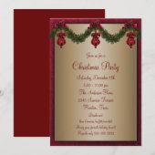 Invitation Fête de Noël Rouge Vert (Devant / Derrière)
