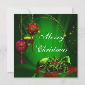 Invitation Fête de Noël Rouge Vert (Dos)