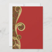 Invitation Fête de Noël Rouge Vert Or Tourbillant (Dos)
