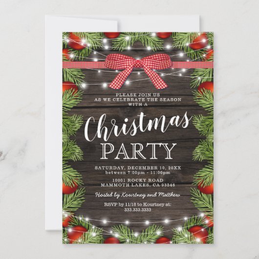 Invitation Fête de Noël Rouge Vert Russe (Devant)