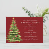 Invitation Fête de Noël Rouge Vert traditionnel Arbre (Debout devant)