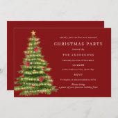 Invitation Fête de Noël Rouge Vert traditionnel Arbre (Devant / Derrière)