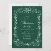 Invitation Fête de Noël rouge Vintage (Devant)