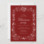 Invitation Fête de Noël rouge Vintage (Devant)