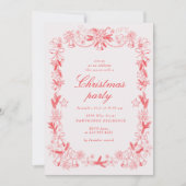 Invitation Fête de Noël rouge Vintage (Devant)