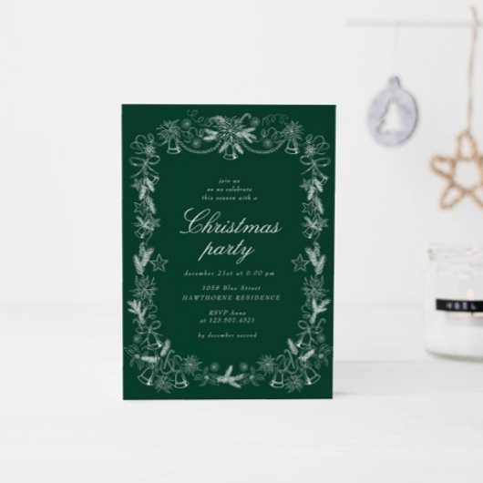 Invitation Fête de Noël rouge Vintage