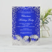 Invitation Fête de Noël Royal Blue Snow Bauble (Debout devant)
