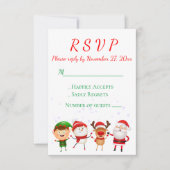 Invitation Fête de Noël RSVP Red Green Père Noël (Devant)