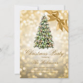 Invitation Fête de Noël | Ruban Gold Xmas Tree Lights (Devant)